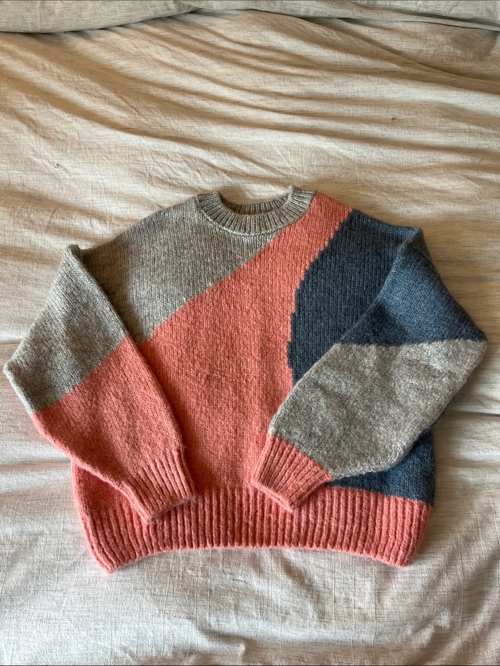 Topshop Colorblock Crewneck Sweater - M